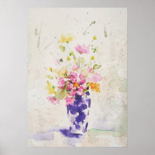 Flowers on vase poster