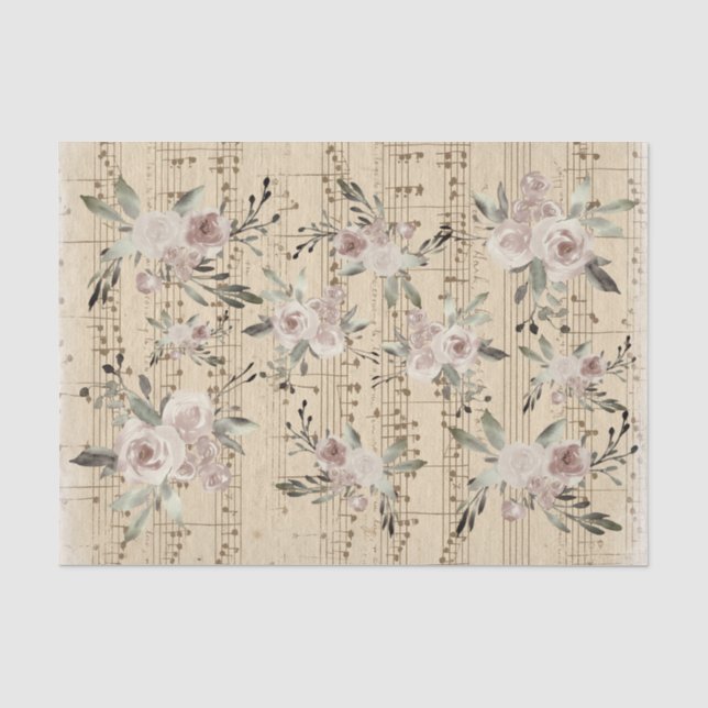 flowers on vintage music sheet (Front)