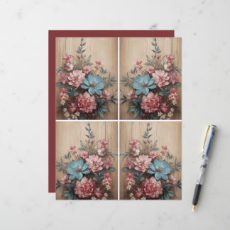 Flowers on Wood Journalling Spots Card Decor