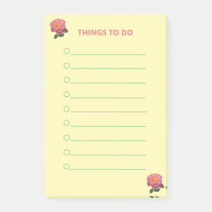 Flowers on Yellow Things To Do Post-it Notes