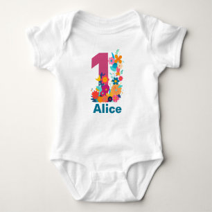 Flowers One Girl 1st Birthday Party-Personalizable Baby Bodysuit