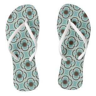 Flowers or eyes - turquoise and brown jandals