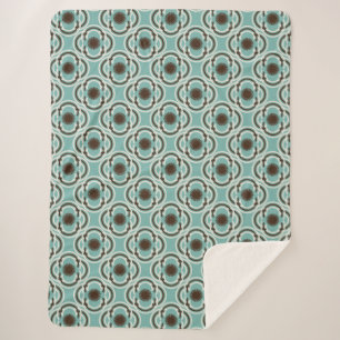 Flowers or eyes - turquoise and brown sherpa blanket