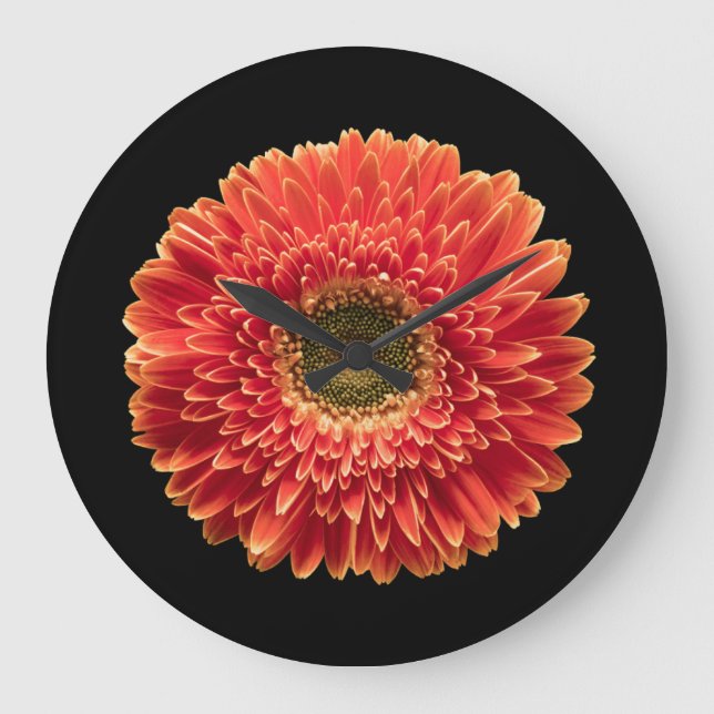 Flowers | Orange Gerbera Daisy Large Clock (Front)