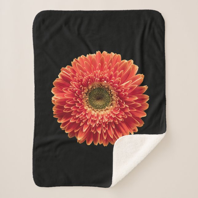 Flowers | Orange Gerbera Daisy Sherpa Blanket (Front)