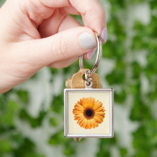 Flowers Orange Gerbera Key Ring
