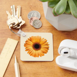 Flowers   Orange Gerbera Key Ring