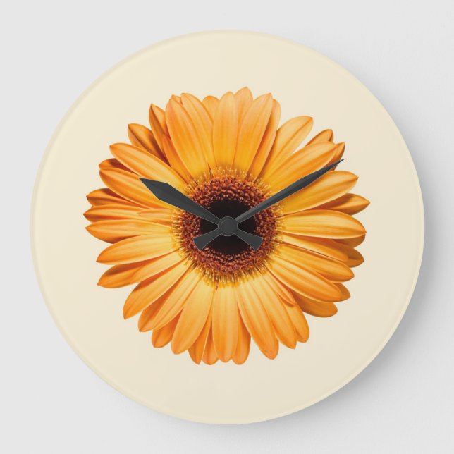 Flowers | Orange Gerbera Large Clock (Front)