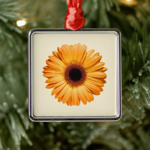 Flowers Orange Gerbera Metal Tree Decoration