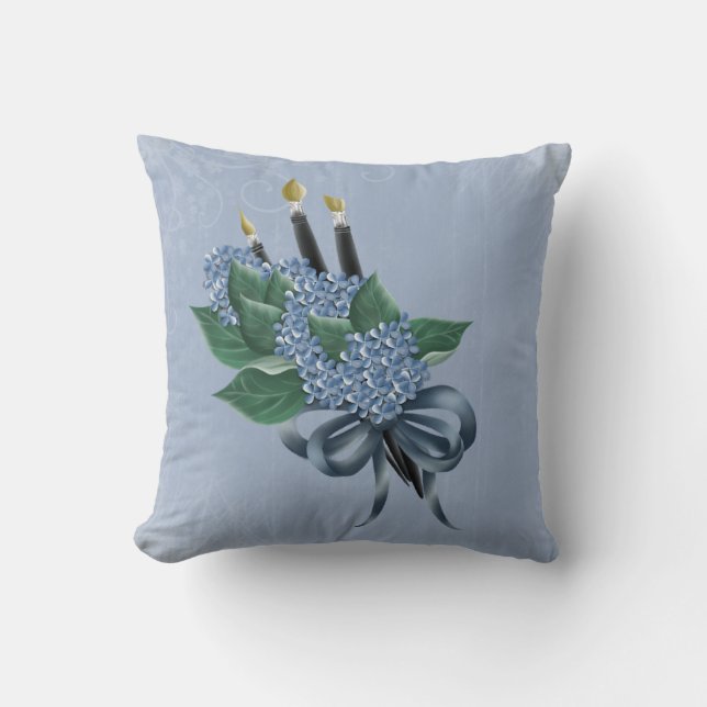 Flowers & Paintbrushes Cushion (Front)