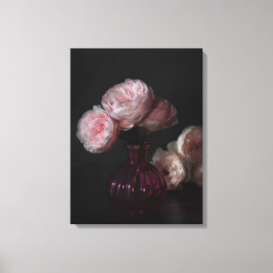 Flowers   Pale Pink Peonies in Vase Canvas Print