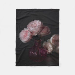 Flowers   Pale Pink Peonies in Vase Fleece Blanket