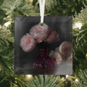 Flowers Pale Pink Peonies in Vase Glass Tree Decoration