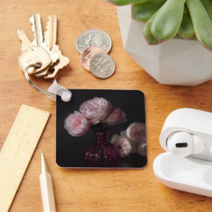 Flowers   Pale Pink Peonies in Vase Key Ring