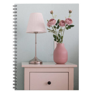 Flowers   Pale Pink Roses on Nightstand Notebook