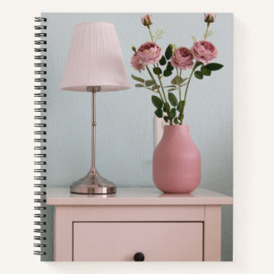 Flowers   Pale Pink Roses on Nightstand Notebook
