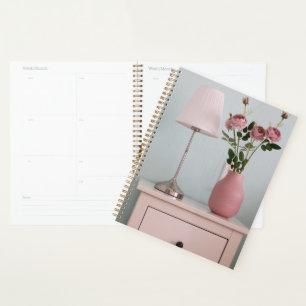 Flowers Pale Pink Roses on Nightstand Planner