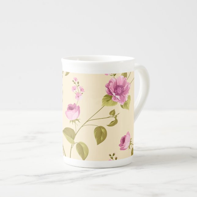 Flowers Pattern 16 Bone China Mug (Front Right)