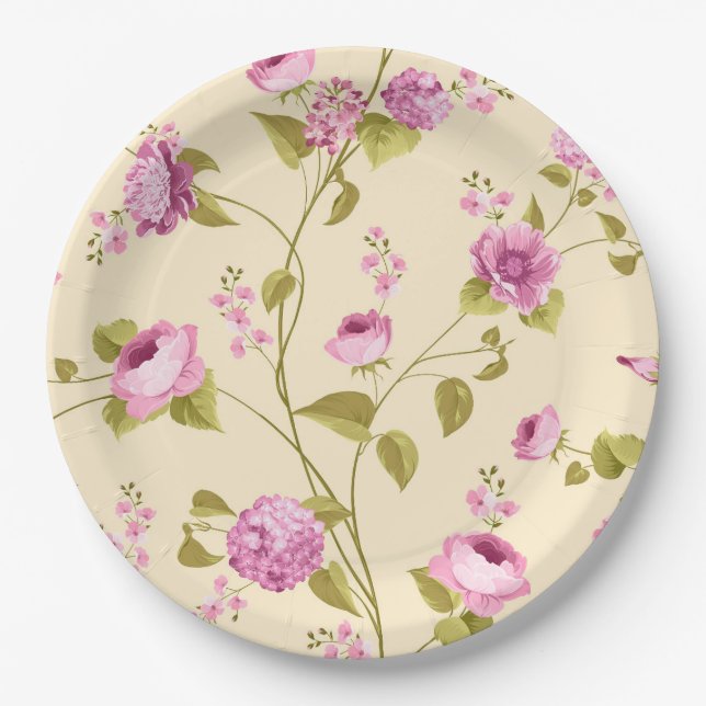 Flowers Pattern 16 Paper Plate (Front)