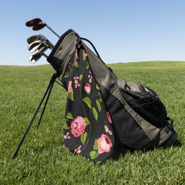 Flowers Pattern 18 Golf Towel (Green)