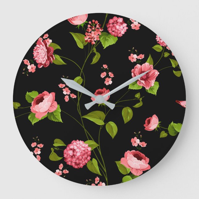 Flowers Pattern 18 Large Clock (Front)