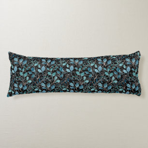 Flowers pattern 21.w Black BG Body Cushion