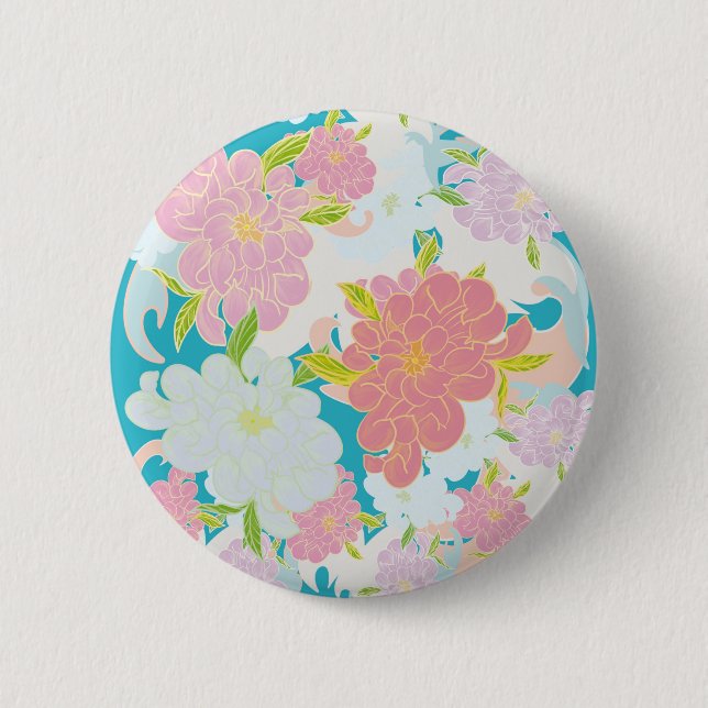 Flowers pattern 6 cm round badge (Front)