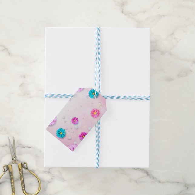 Flowers Pattern 7 Gift Tags (With Twine)