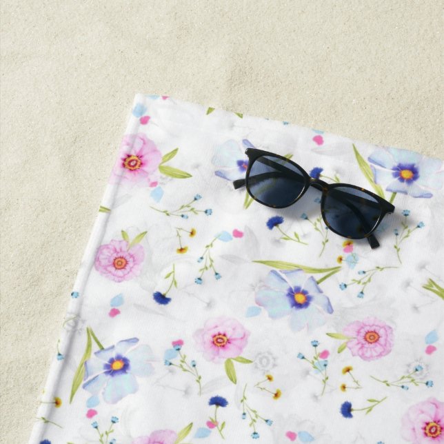 Flowers Pattern Beach Towel (In Situ)
