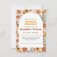 Flowers Pattern Boho 70s Bridal Shower Invitation