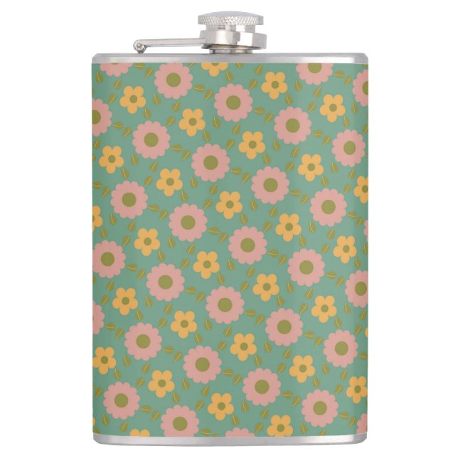 flowers pattern   hip flask (Front)