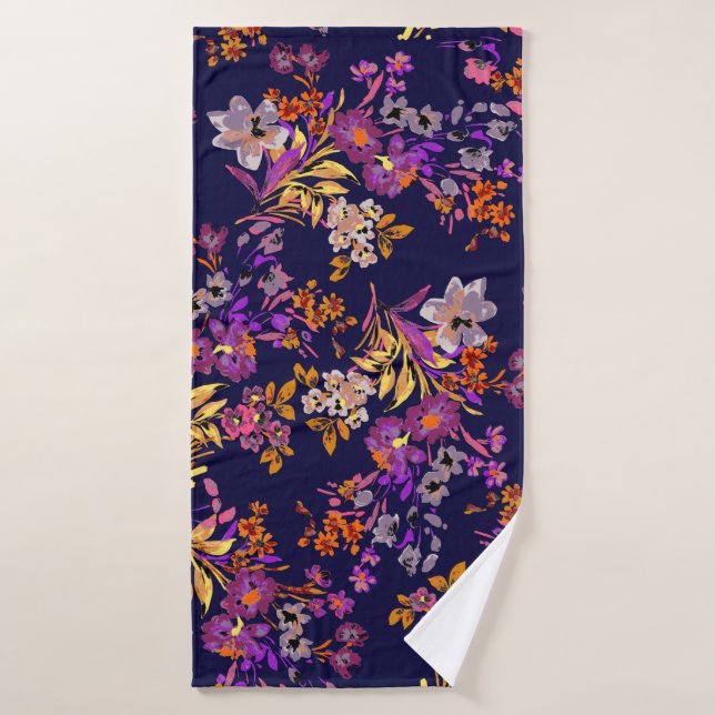 Flowers pattern illustration bath towel (Bath Towel)