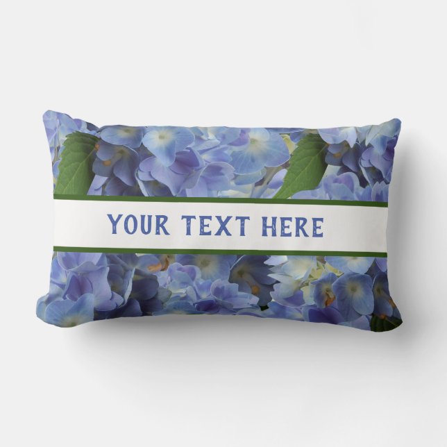 flowers pattern in blue lumbar cushion (Front)