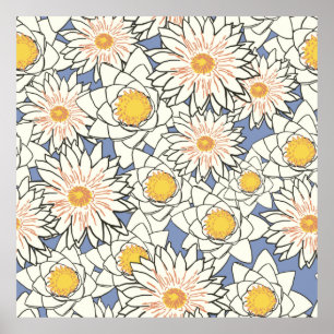 Flowers pattern lotus lily poster