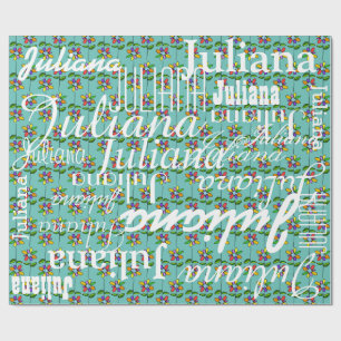 flowers . pattern of names personalised wrapping paper