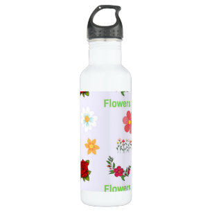 Flowers pattern on grey 710 ml water bottle