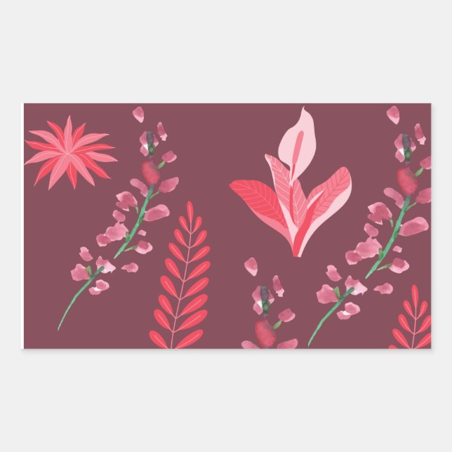 Flowers pattern. rectangular sticker (Front)
