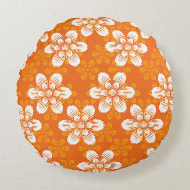 Flowers Pattern Round Cushion (Front)