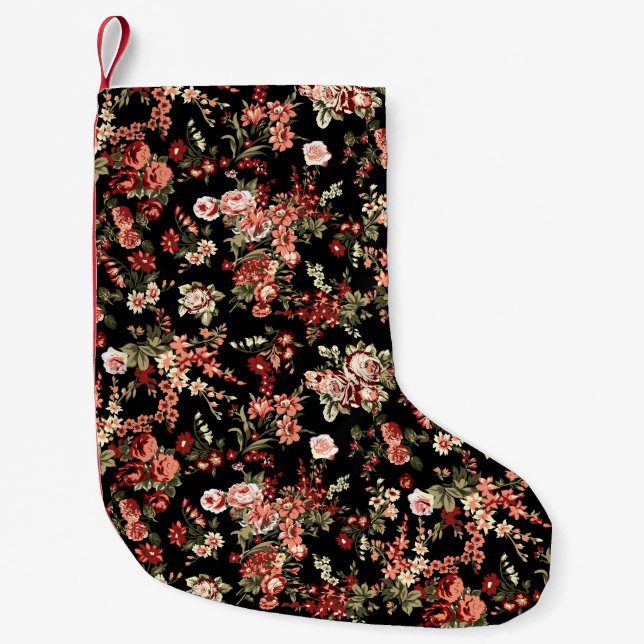 Flowers pattern. Seamless floral background.  Small Christmas Stocking (Front)