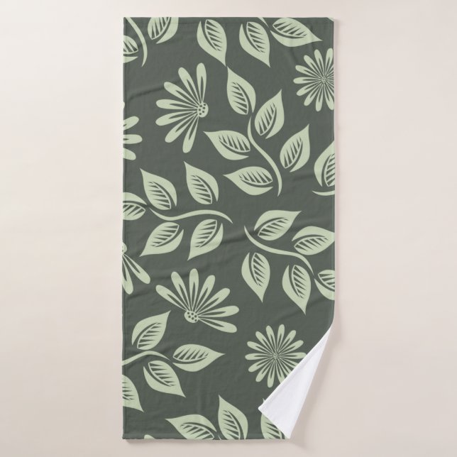 Flowers pattern spring green bath towel (Bath Towel)