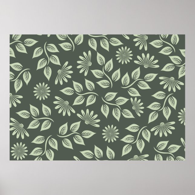 Flowers pattern spring green poster (Front)