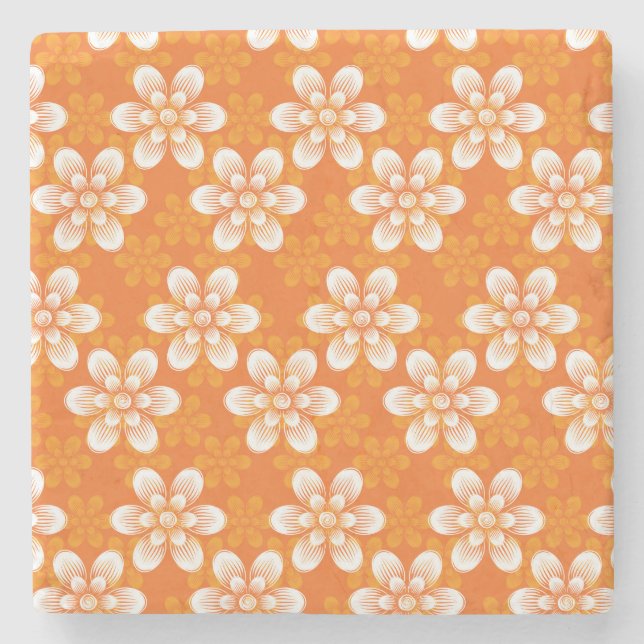 Flowers Pattern Stone Coaster (Front)