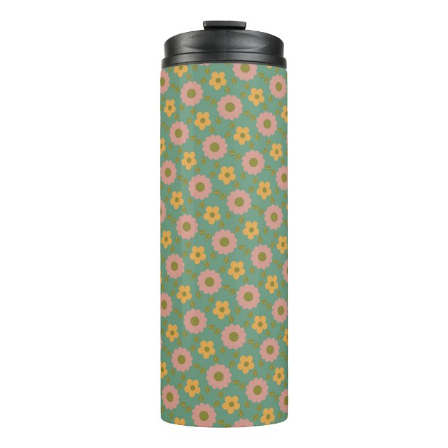 flowers pattern thermal tumbler (Front)