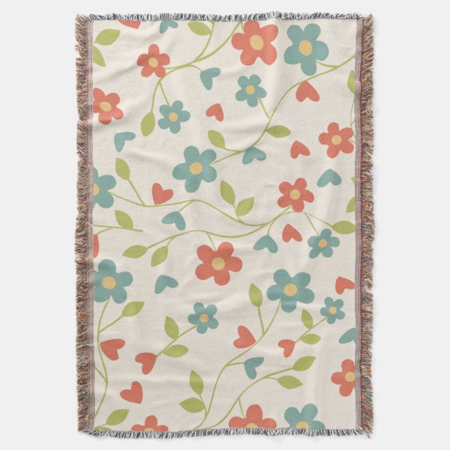 Flowers Pattern Throw Blanket (Front Vertical)