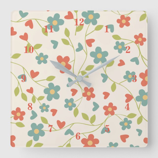 Flowers Pattern Wall Clock (Front)