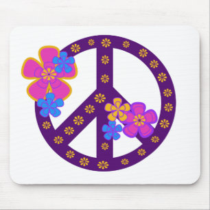 Flowers Peace Symbol Mouse Pad