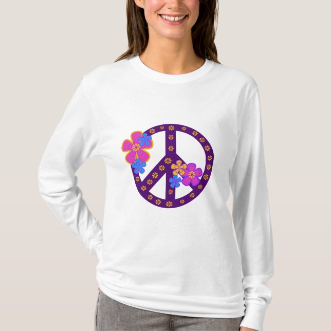 Flowers Peace Symbol T-shirts and Gifts (Front)