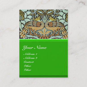FLOWERS,PEACOCKS AND DRAGONS MONOGRAM BUSINESS CARD