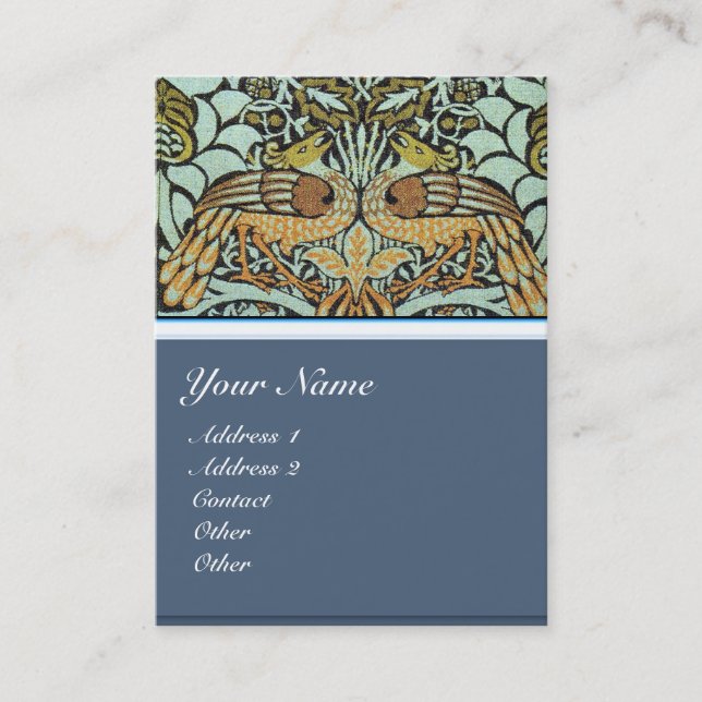 FLOWERS,PEACOCKS AND DRAGONS MONOGRAM BUSINESS CARD (Front)