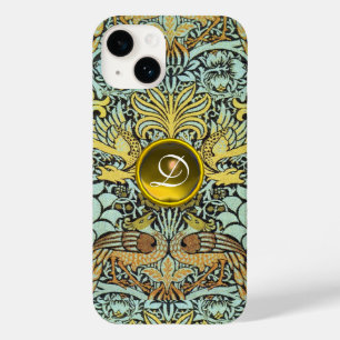 FLOWERS,PEACOCKS AND DRAGONS YELLOW GEM MONOGRAM Case-Mate iPhone 14 CASE
